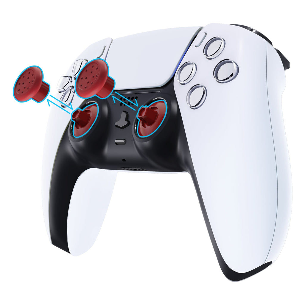 eXtremeRate ThumbsGear Interchangeable Ergonomic Thumbstick with 3 Height Domed and Concave Grips Adjustable Joystick for PS5 & PS4 Controller - Carmine Red eXtremeRate