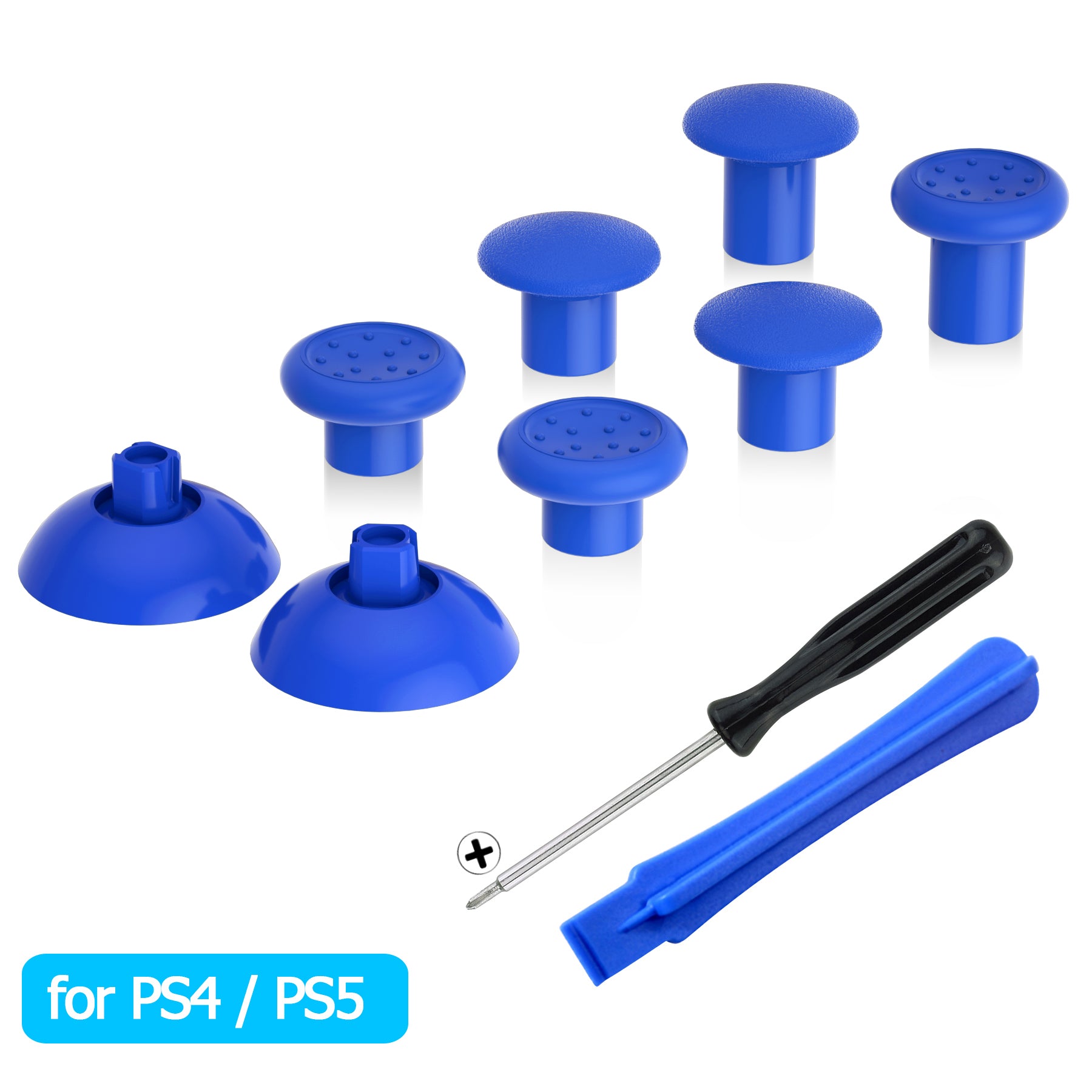eXtremeRate ThumbsGear Interchangeable Ergonomic Thumbstick with 3 Height Domed and Concave Grips Adjustable Joystick for PS5 & PS4 Controller - Blue eXtremeRate