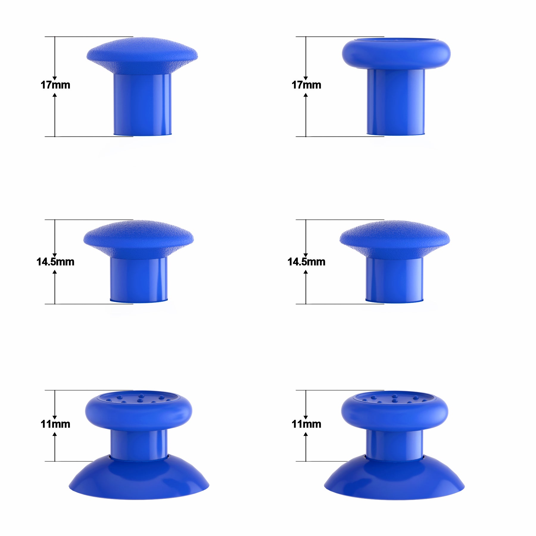 eXtremeRate ThumbsGear Interchangeable Ergonomic Thumbstick with 3 Height Domed and Concave Grips Adjustable Joystick for PS5 & PS4 Controller - Blue eXtremeRate