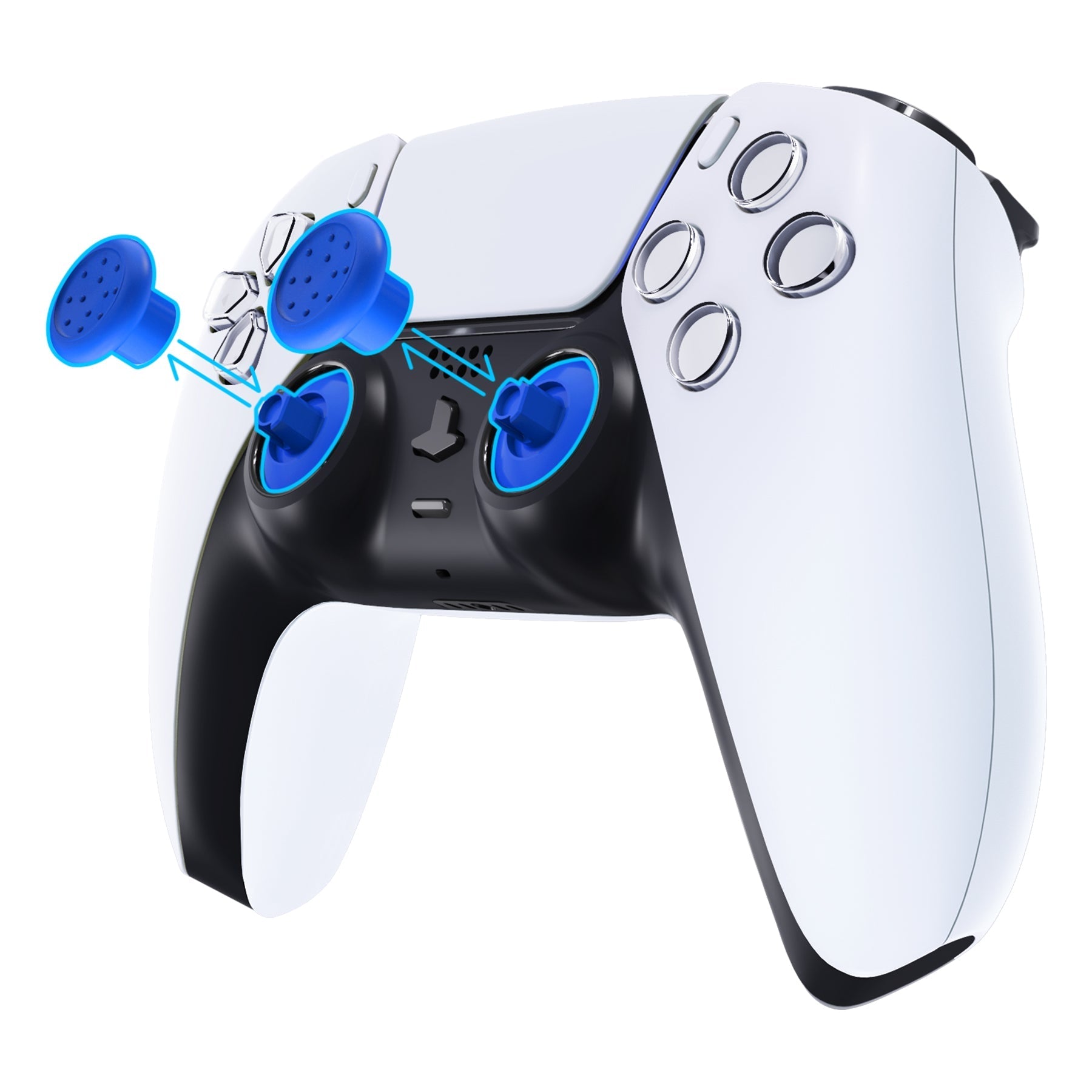eXtremeRate ThumbsGear Interchangeable Ergonomic Thumbstick with 3 Height Domed and Concave Grips Adjustable Joystick for PS5 & PS4 Controller - Blue eXtremeRate