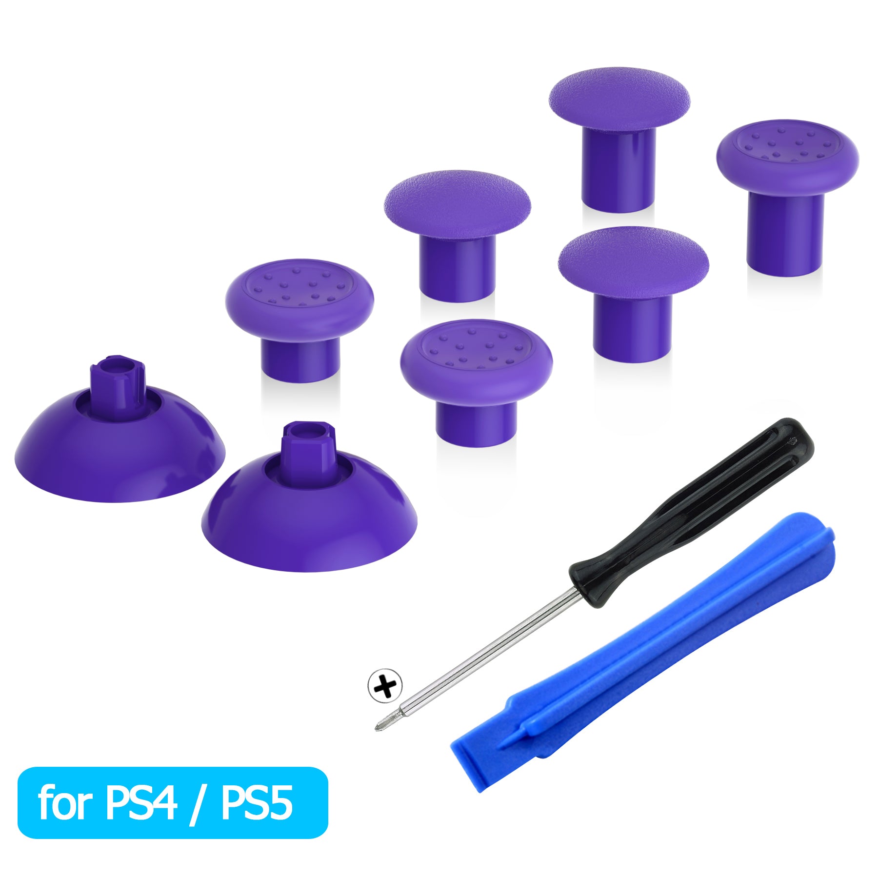 eXtremeRate ThumbsGear Interchangeable Ergonomic Thumbstick with 3 Height Domed and Concave Grips Adjustable Joystick for PS5 & PS4 Controller - Purple eXtremeRate