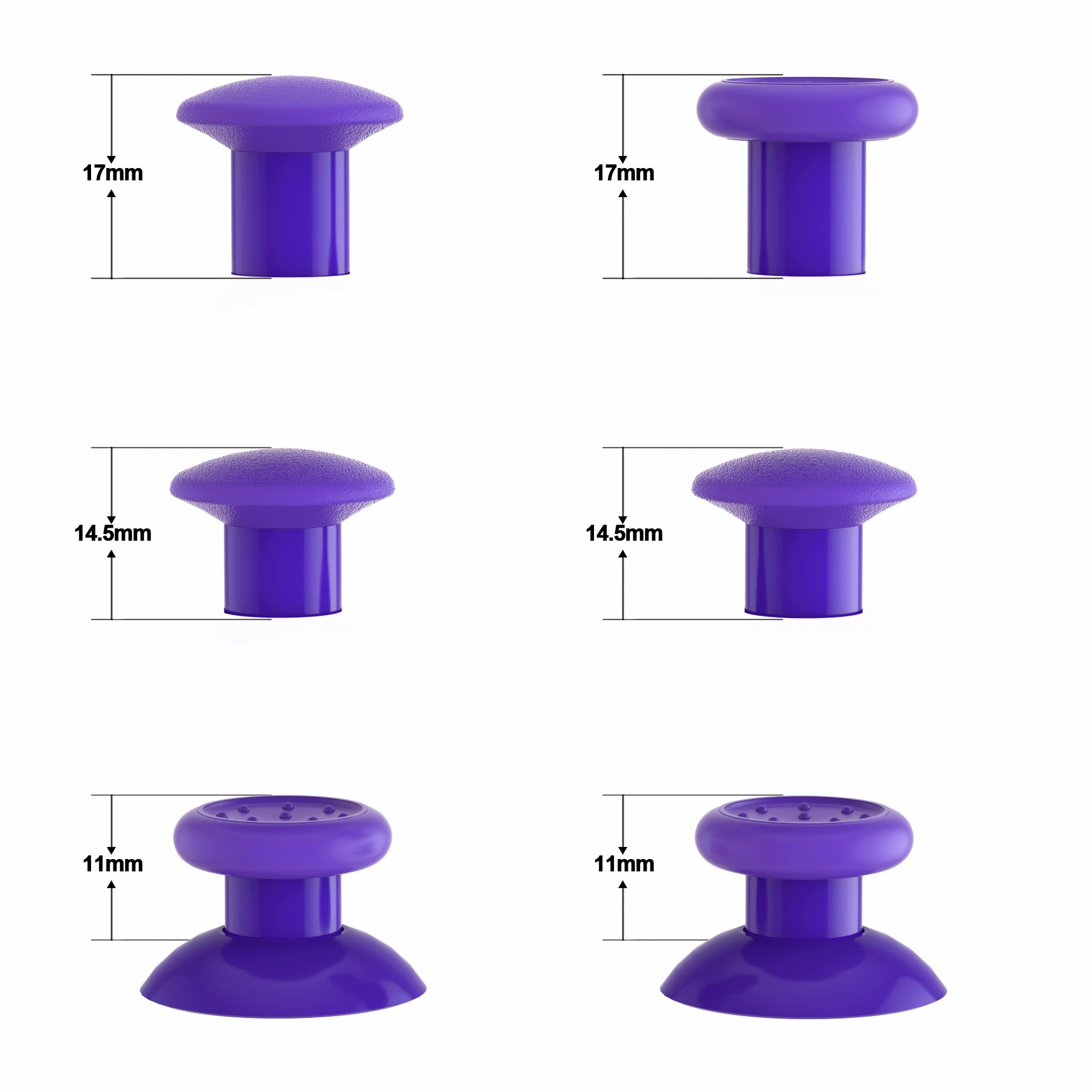 eXtremeRate ThumbsGear Interchangeable Ergonomic Thumbstick with 3 Height Domed and Concave Grips Adjustable Joystick for PS5 & PS4 Controller - Purple eXtremeRate