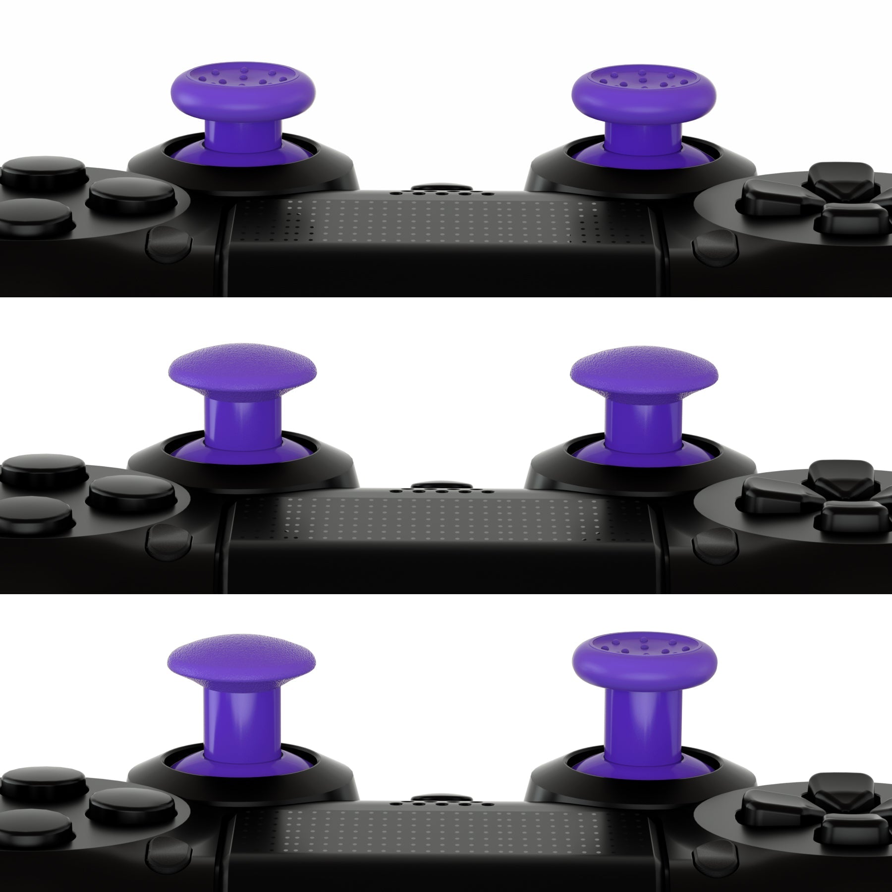 eXtremeRate ThumbsGear Interchangeable Ergonomic Thumbstick with 3 Height Domed and Concave Grips Adjustable Joystick for PS5 & PS4 Controller - Purple eXtremeRate