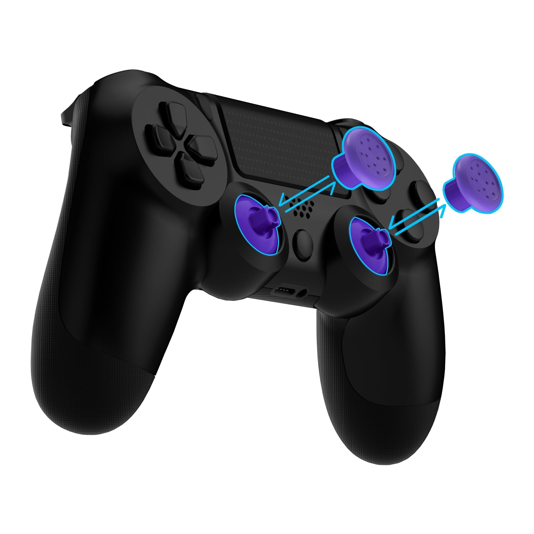eXtremeRate ThumbsGear Interchangeable Ergonomic Thumbstick with 3 Height Domed and Concave Grips Adjustable Joystick for PS5 & PS4 Controller - Purple eXtremeRate
