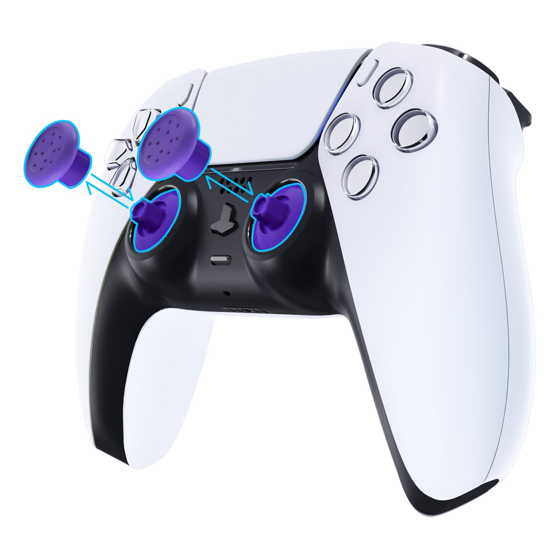 eXtremeRate ThumbsGear Interchangeable Ergonomic Thumbstick with 3 Height Domed and Concave Grips Adjustable Joystick for PS5 & PS4 Controller - Purple eXtremeRate