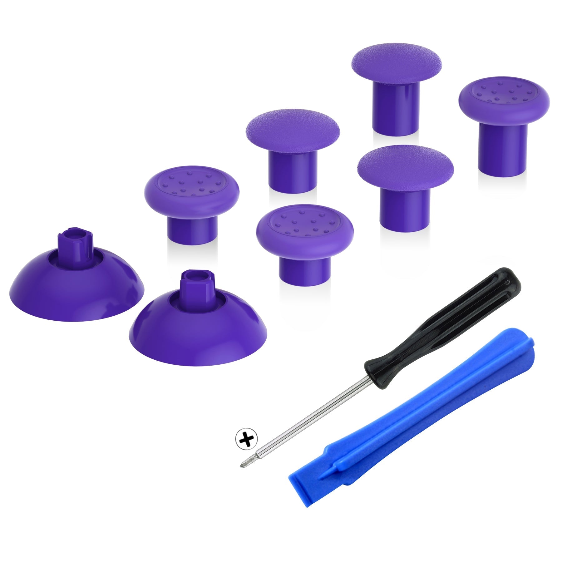 eXtremeRate ThumbsGear Interchangeable Ergonomic Thumbstick with 3 Height Domed and Concave Grips Adjustable Joystick for PS5 & PS4 Controller - Purple eXtremeRate