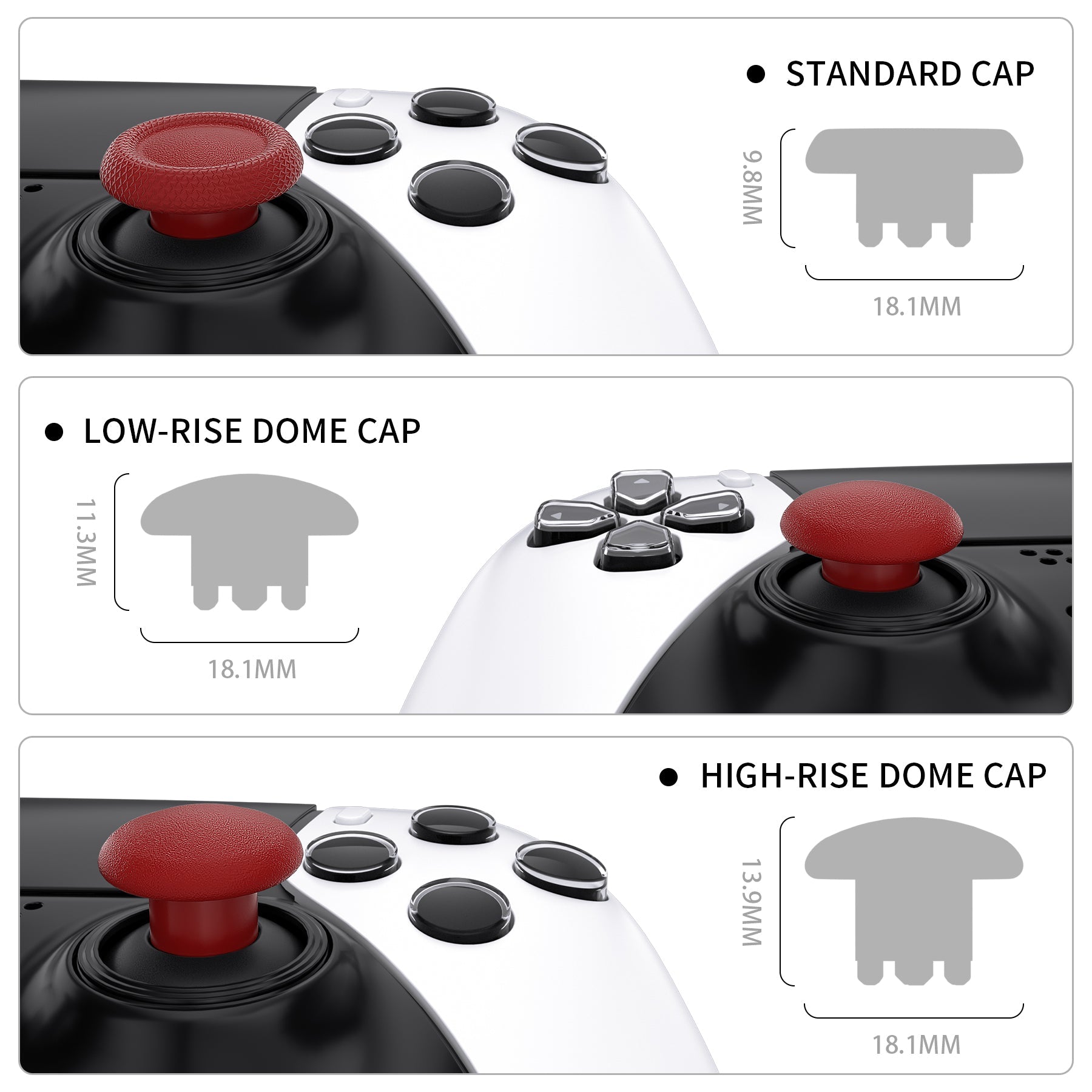 eXtremeRate Replacement Swappable Thumbsticks for PS5 Edge Controller - Carmine Red eXtremeRate