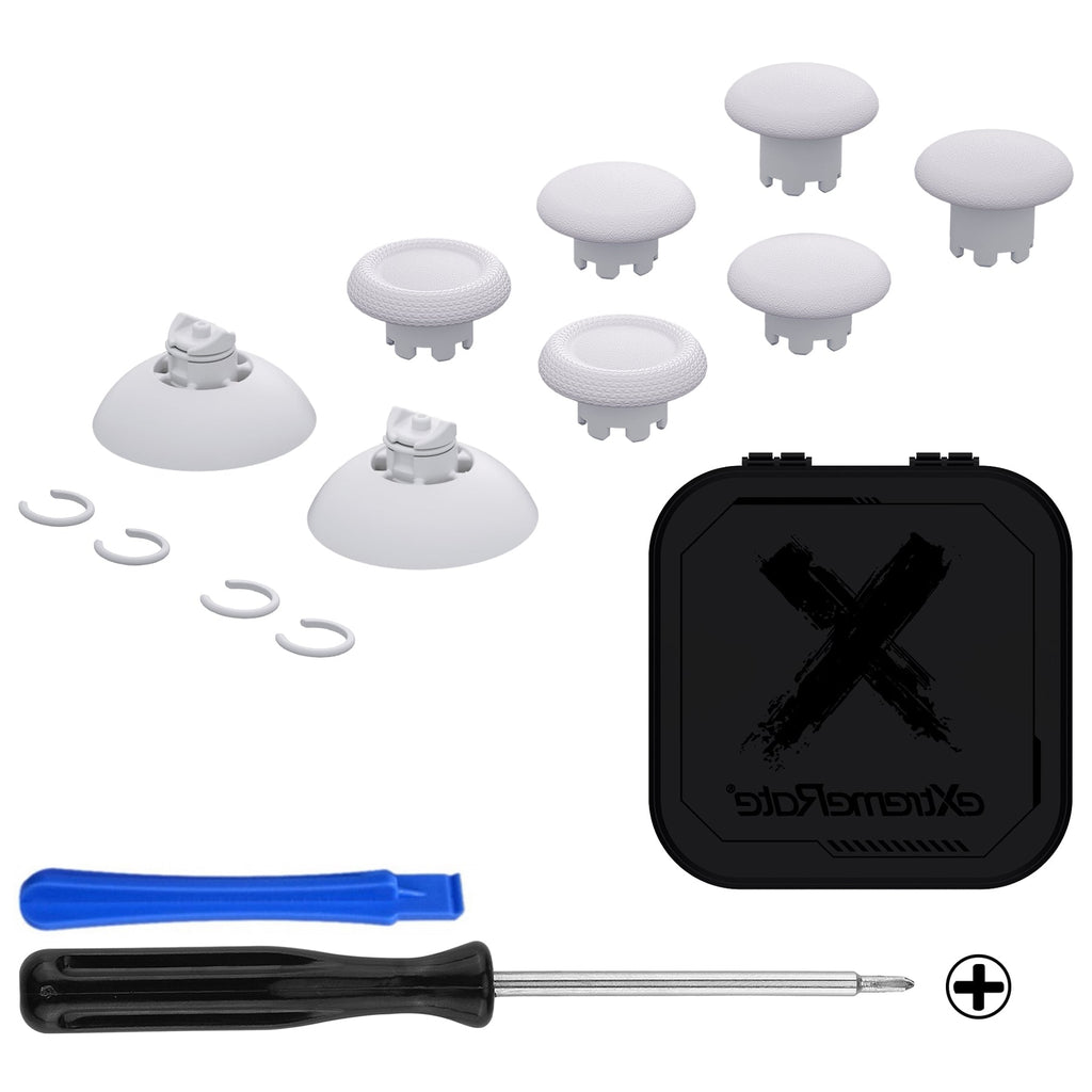 eXtremeRate EDGE Sticks Replacement Interchangeable Thumbsticks for PS5 & PS4 All Model Controllers - Solid White eXtremeRate