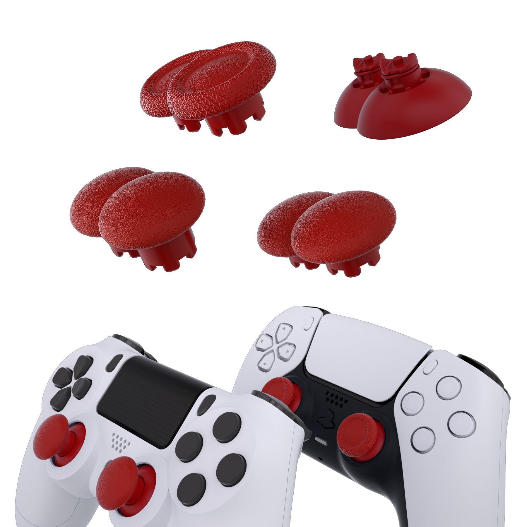 eXtremeRate EDGE Sticks Replacement Interchangeable Thumbsticks for PS5 & PS4 All Model Controllers - Carmine Red eXtremeRate