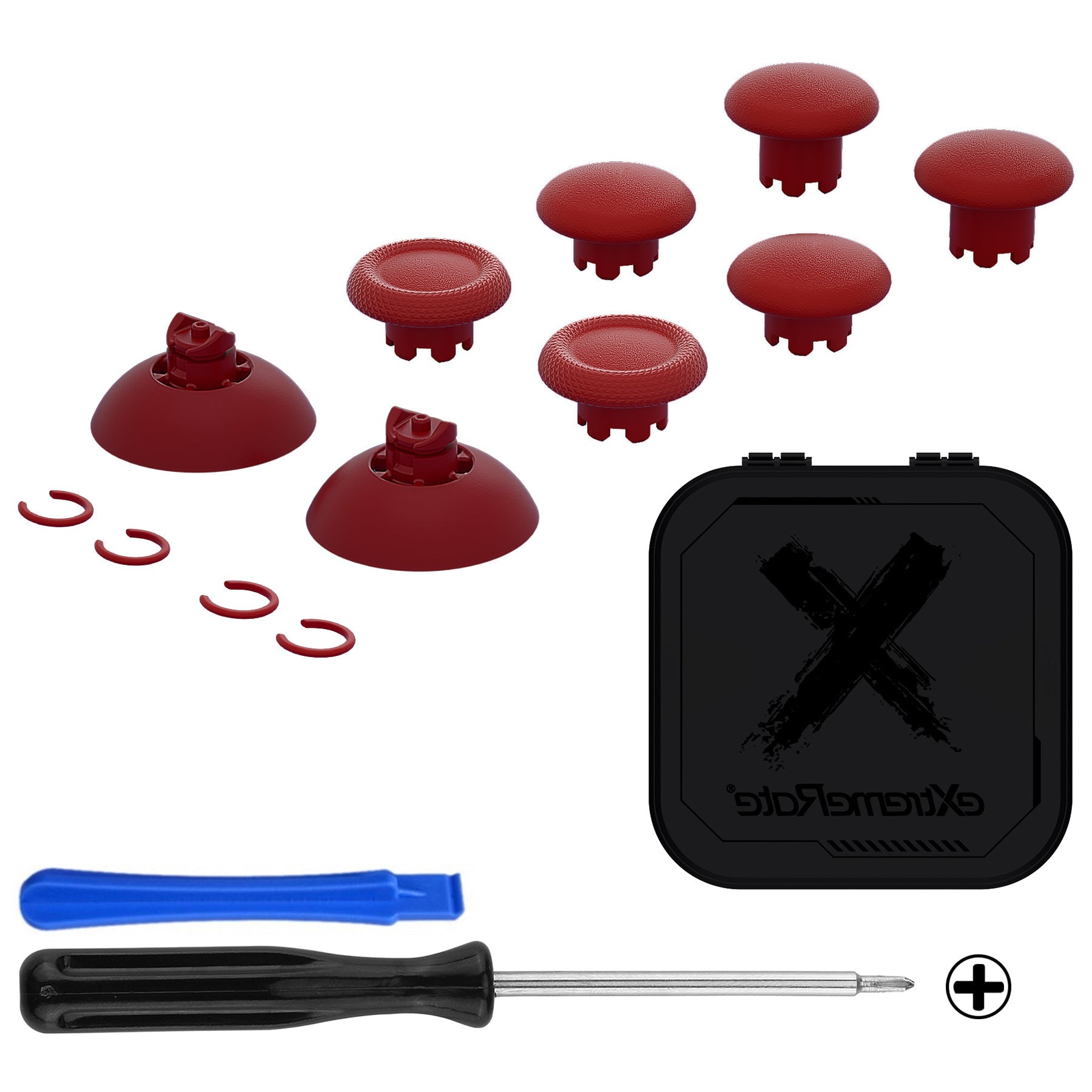 eXtremeRate EDGE Sticks Replacement Interchangeable Thumbsticks for PS5 & PS4 All Model Controllers - Carmine Red eXtremeRate