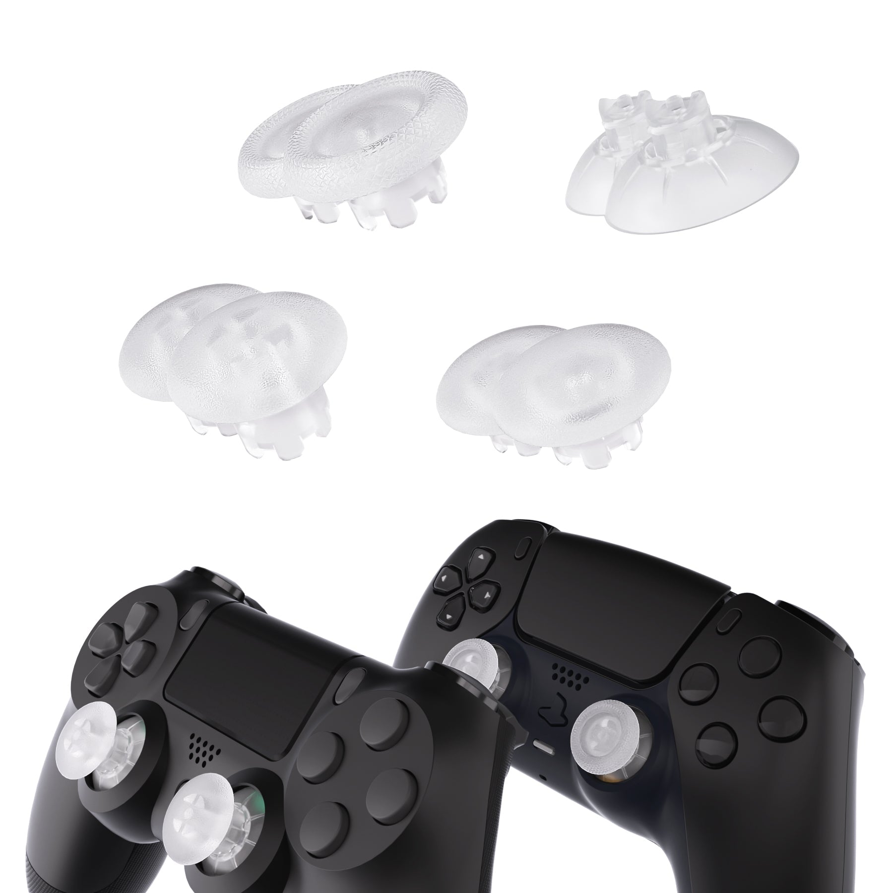 eXtremeRate EDGE Sticks Replacement Interchangeable Thumbsticks for PS5 & PS4 All Model Controllers - Clear eXtremeRate