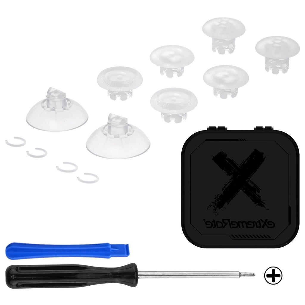 eXtremeRate EDGE Sticks Replacement Interchangeable Thumbsticks for PS5 & PS4 All Model Controllers - Clear eXtremeRate