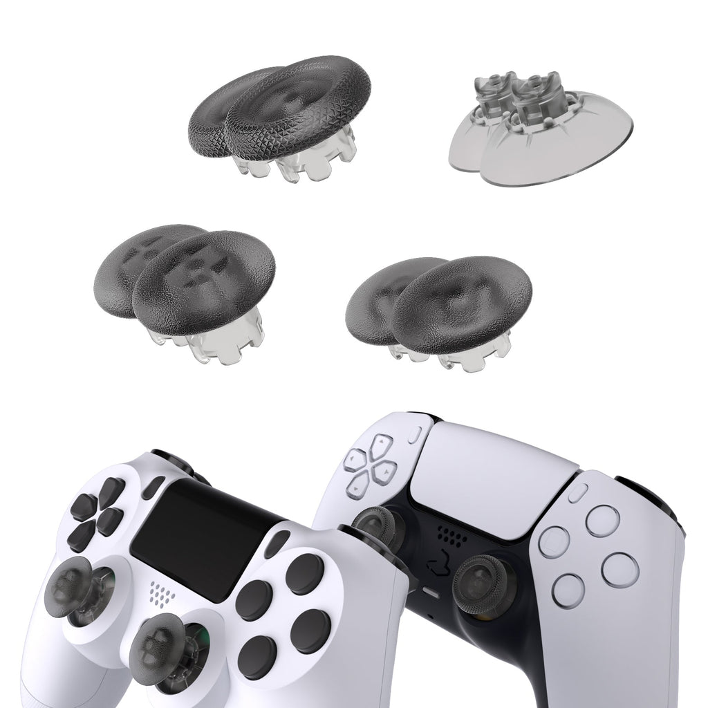 eXtremeRate EDGE Sticks Replacement Interchangeable Thumbsticks for PS5 & PS4 All Model Controllers - Clear Black eXtremeRate