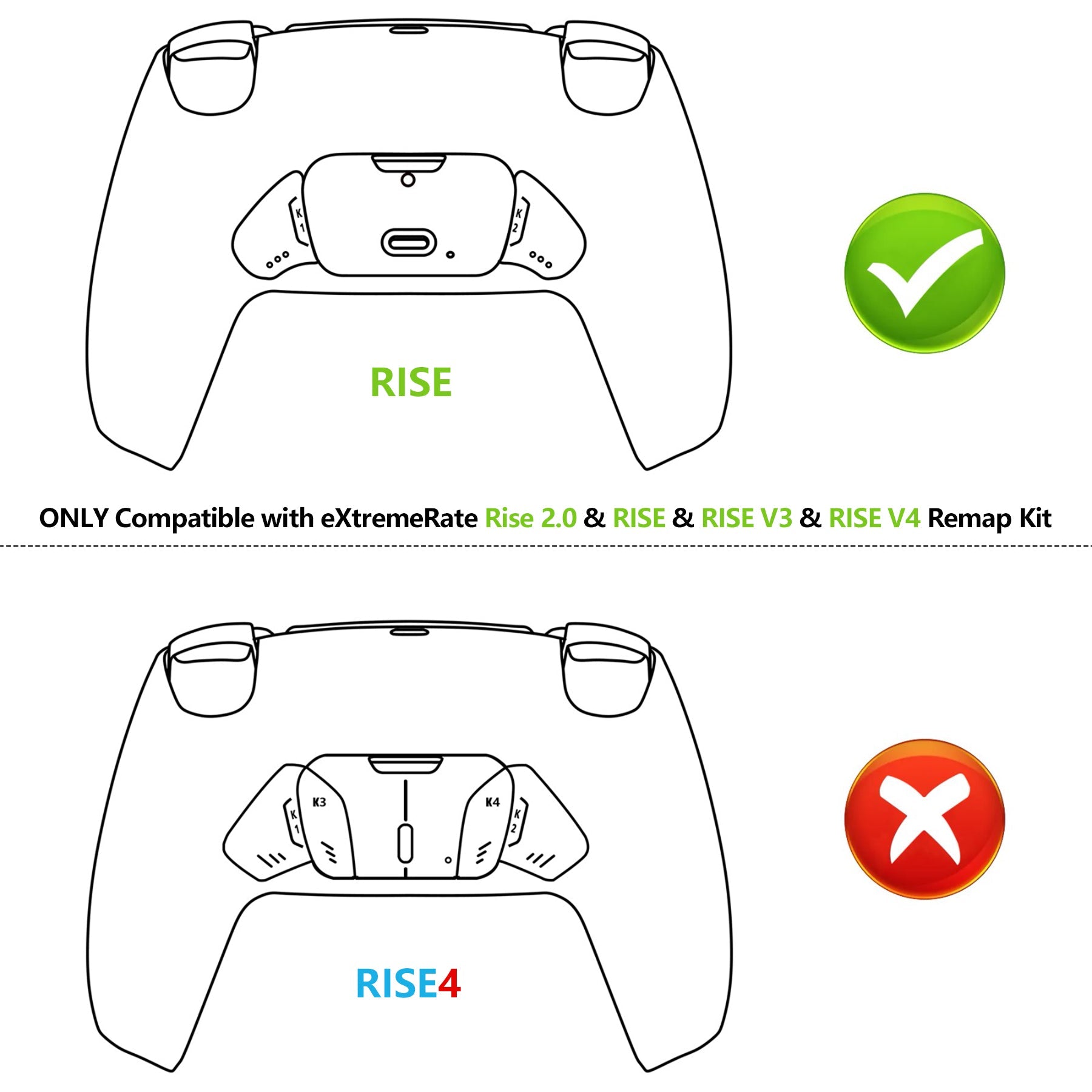 eXtremeRate Replacement Remap Board for PS5 Controller, Compatible with Rise 2.0 Remap Kit (BDM-010/020) & RISE / RISE V3 Remap Kit (BDM-030/040/050) & RISE V4 Remap Kit (BDM-030/040/050/060) eXtremeRate