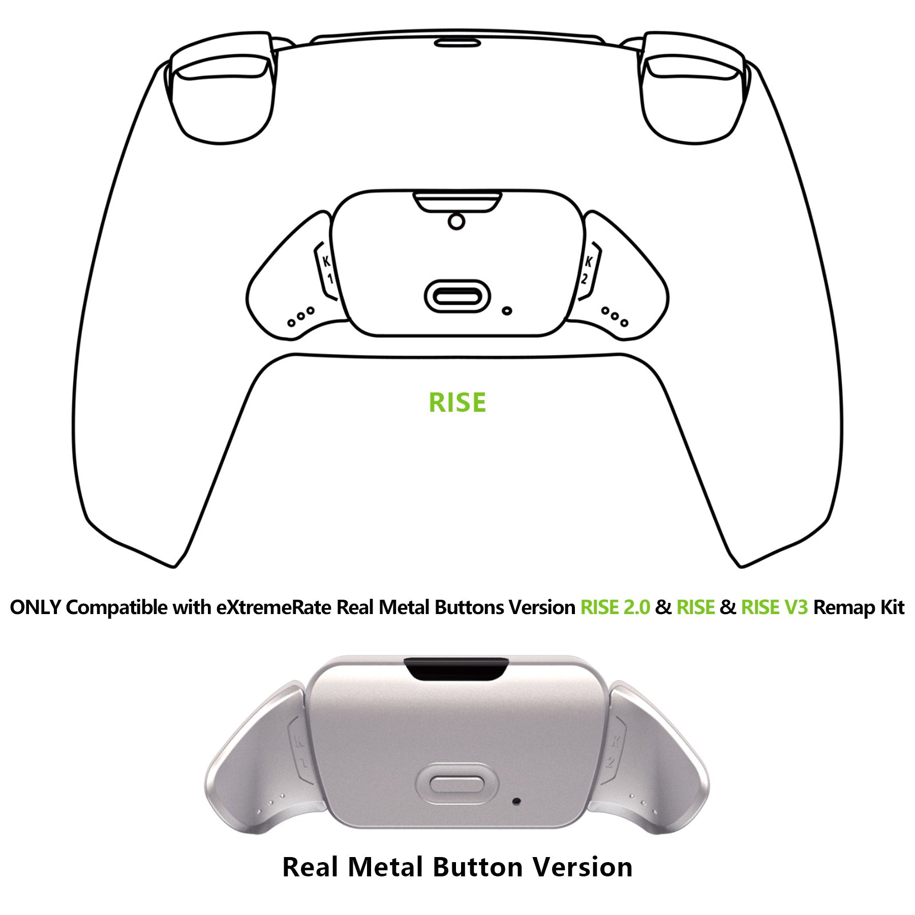 eXtremeRate Replacement Remap Board for PS5 Controller, Compatible with Real Metal Buttons (RMB) Version RISE 2.0 Remap Kit (BDM-010/020) & Real Metal Buttons Versions RISE / RISE V3 Remap Kit (BDM-030/040/050) eXtremeRate