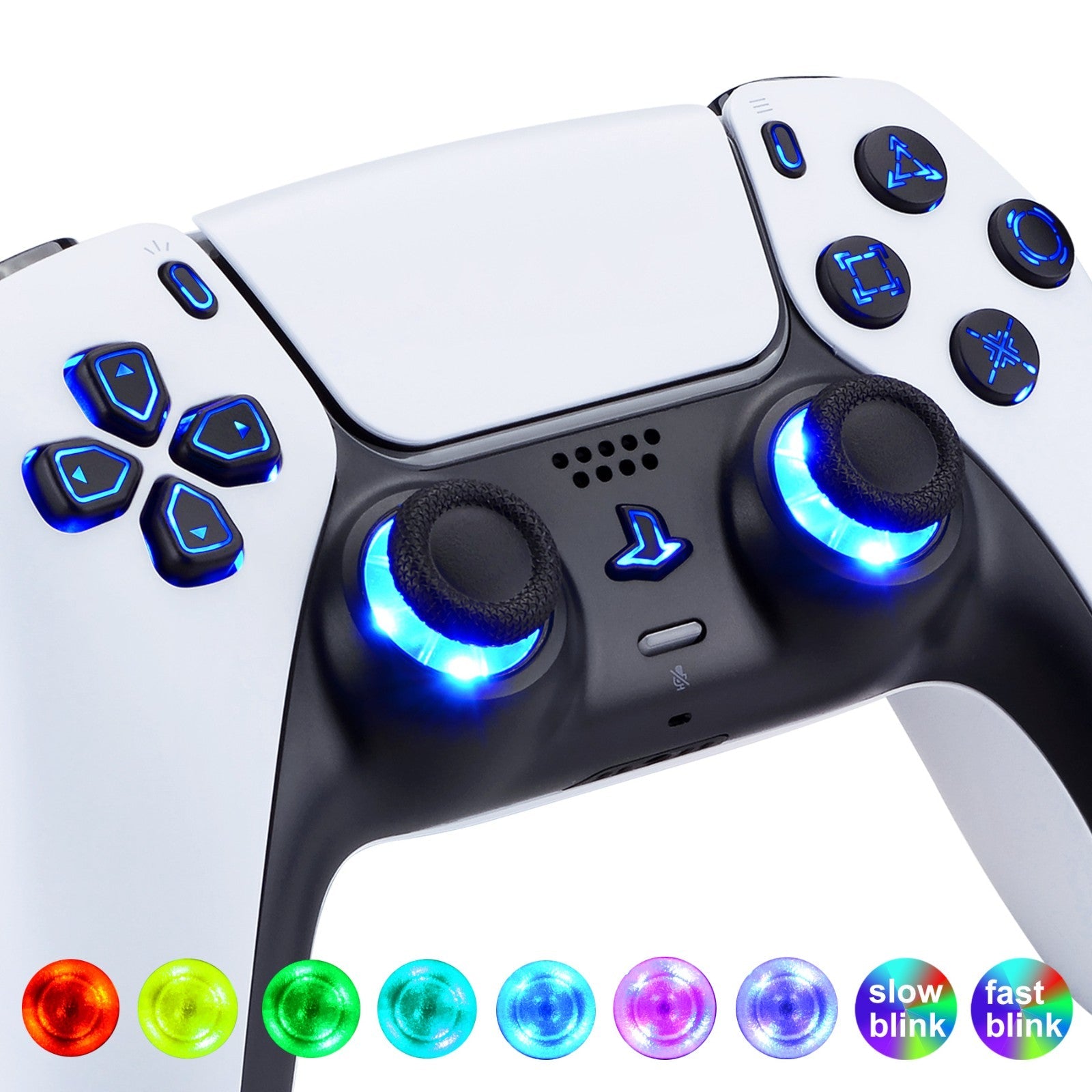 eXtremeRate Multi-Colors Luminated Buttons DTF V3 LED Kit for PS5 Controlle BDM-010/020 - Black eXtremeRate