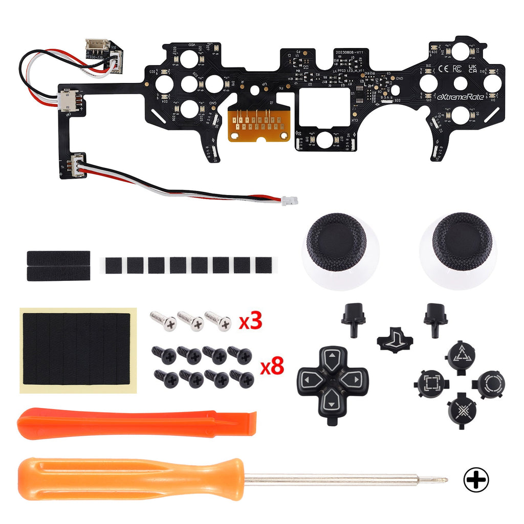 eXtremeRate Multi-Colors Luminated Buttons DTF V3 LED Kit for PS5 Controller BDM-030/040/050 - Black eXtremeRate
