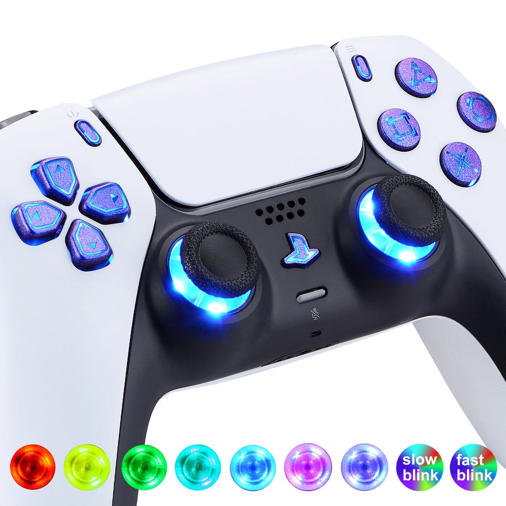 eXtremeRate Multi-Colors Luminated Buttons DTF V3 LED Kit for PS5 Controlle BDM-010/020 - Chameleon Purple Blue eXtremeRate