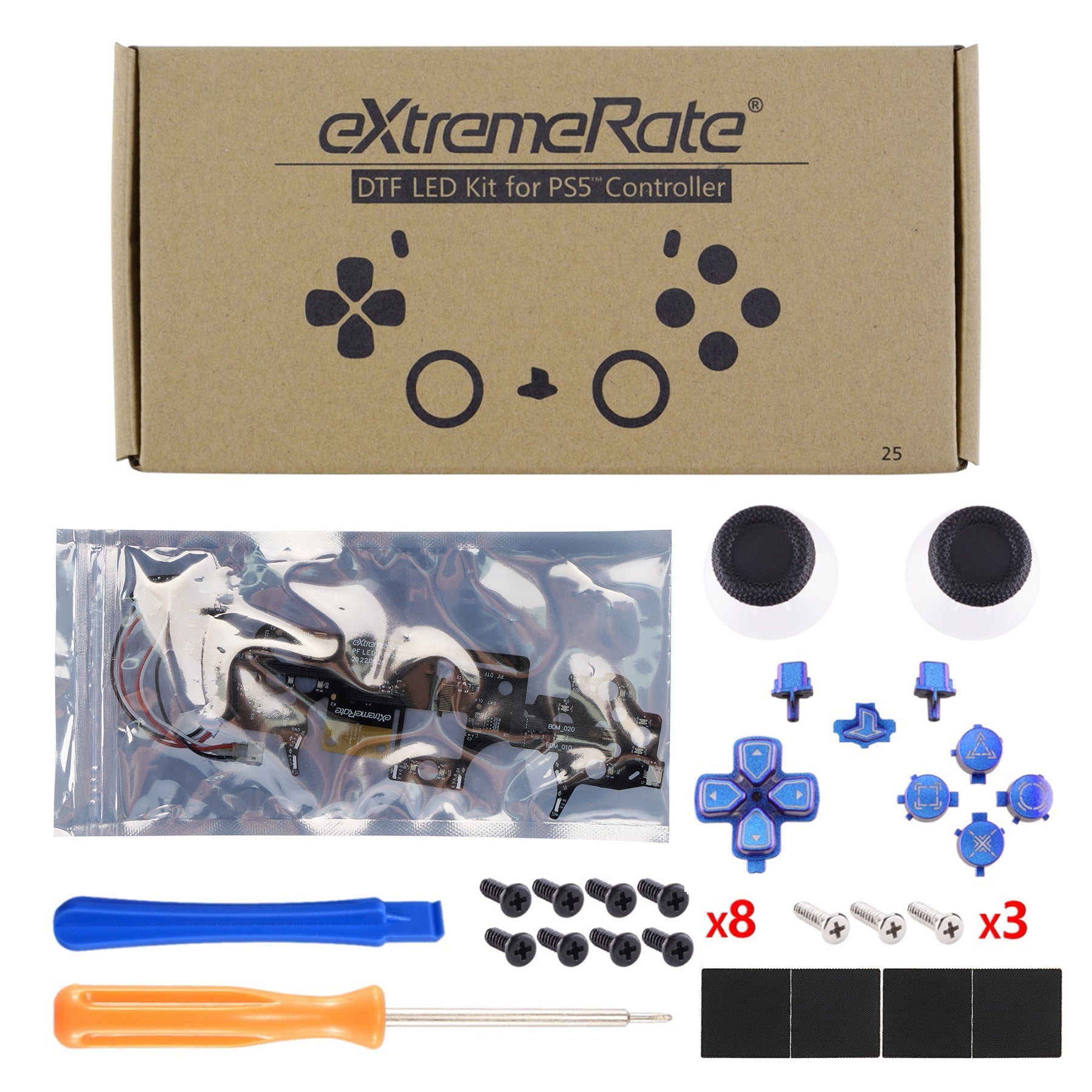 eXtremeRate Multi-Colors Luminated Buttons DTF V3 LED Kit for PS5 Controlle BDM-010/020 - Chameleon Purple Blue eXtremeRate