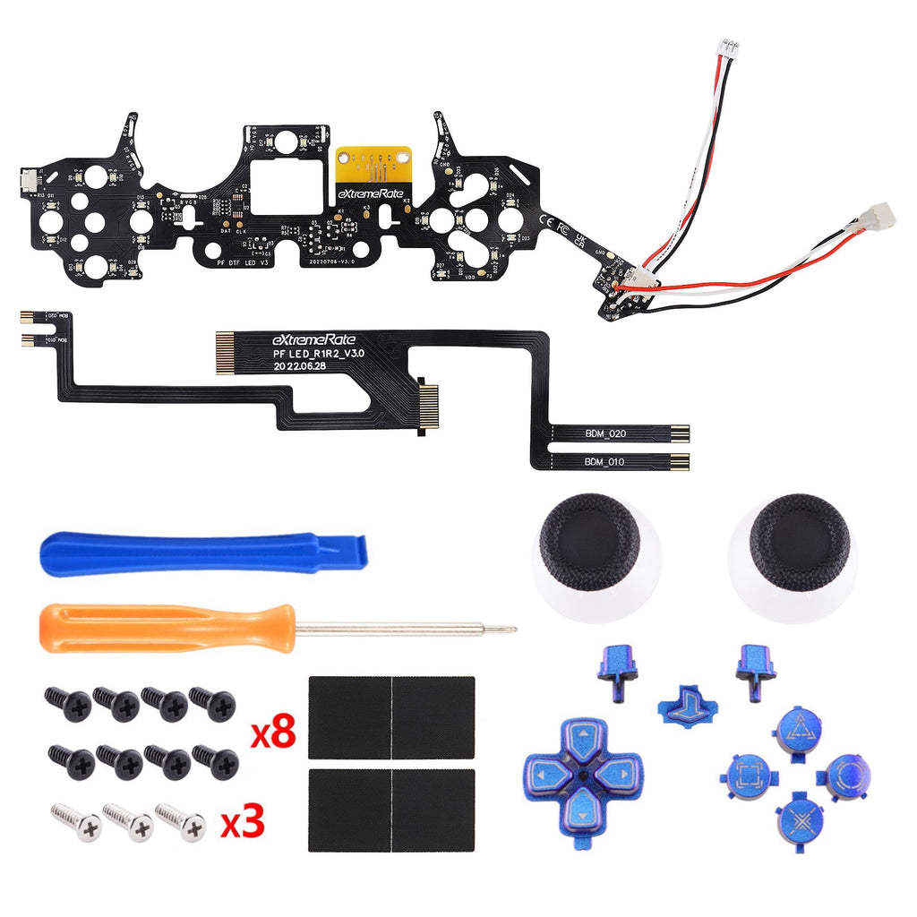 eXtremeRate Multi-Colors Luminated Buttons DTF V3 LED Kit for PS5 Controlle BDM-010/020 - Chameleon Purple Blue eXtremeRate