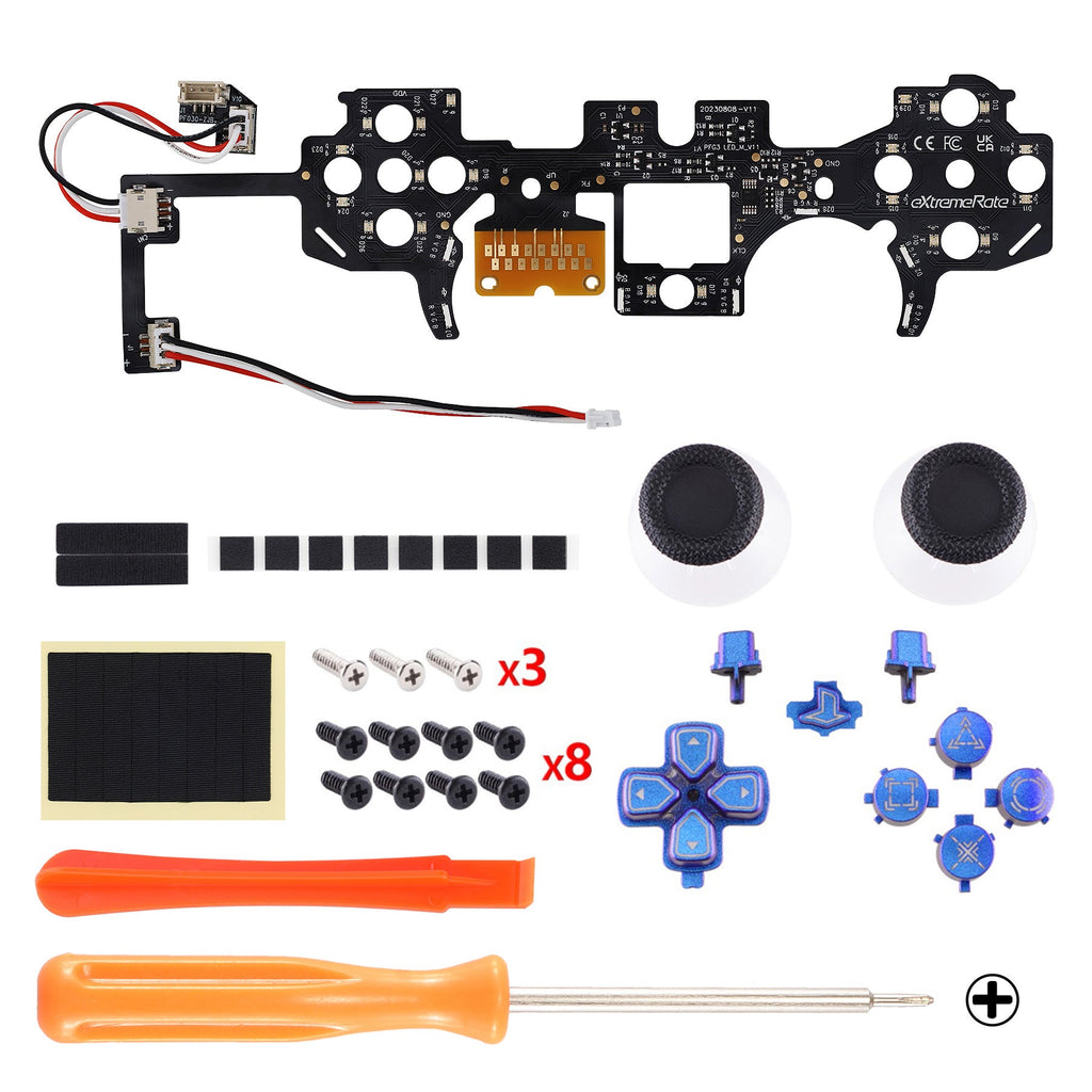 eXtremeRate Multi-Colors Luminated Buttons DTF V3 LED Kit for PS5 Controller BDM-030/040/050 - Chameleon Purple Blue eXtremeRate