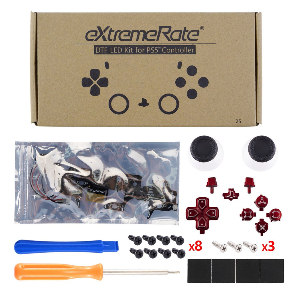 eXtremeRate Multi-Colors Luminated Buttons DTF V3 LED Kit for PS5 Controlle BDM-010/020 - Scarlet Red eXtremeRate