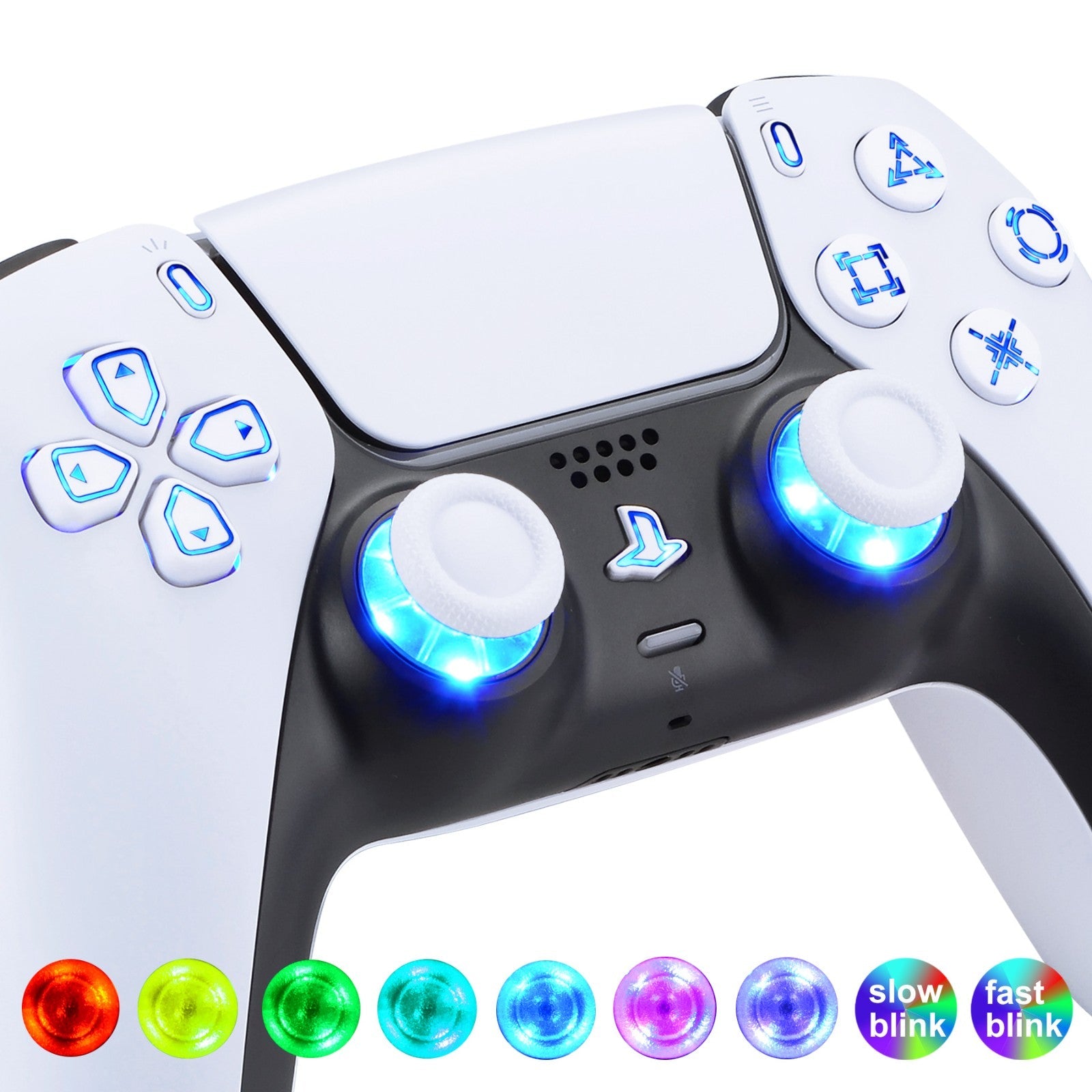 eXtremeRate Multi-Colors Luminated Buttons DTF V3 LED Kit for PS5 Controlle BDM-010/020 - White eXtremeRate