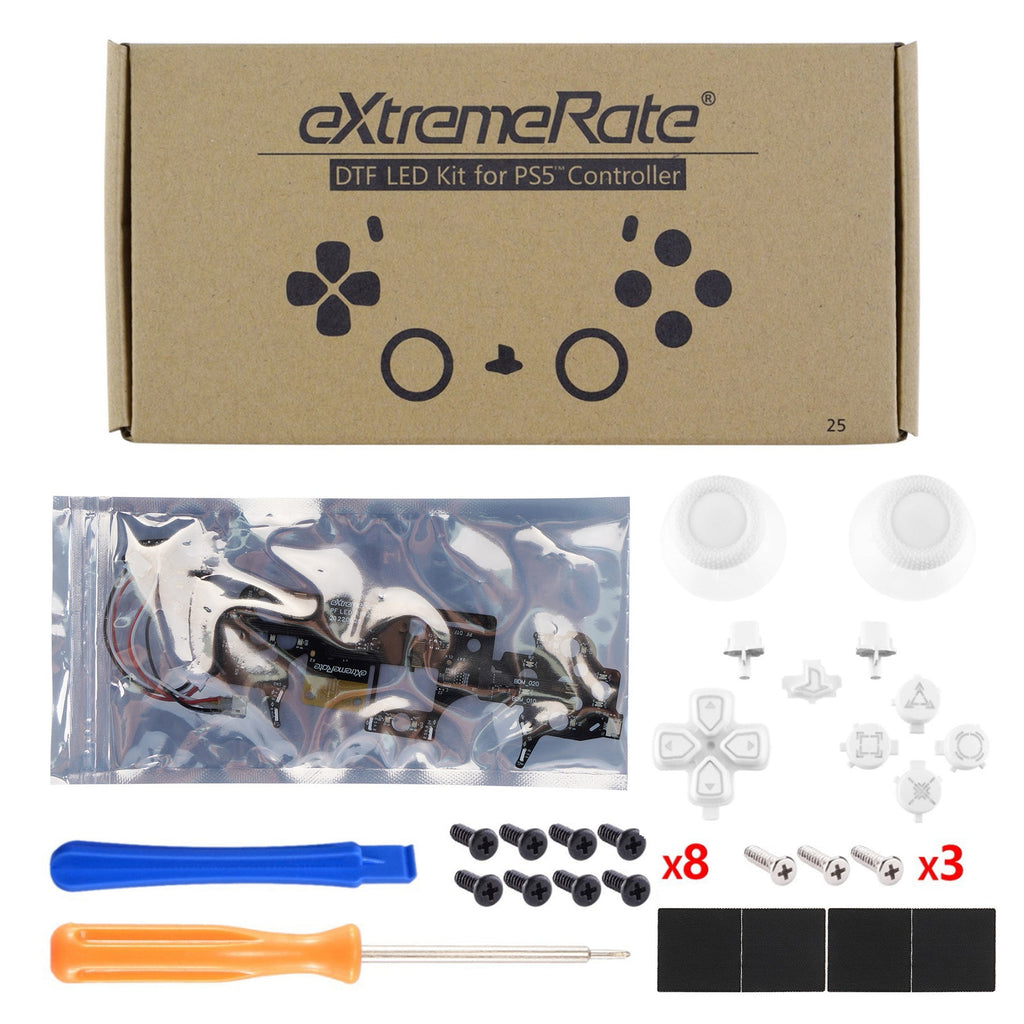 eXtremeRate Multi-Colors Luminated Buttons DTF V3 LED Kit for PS5 Controlle BDM-010/020 - White eXtremeRate