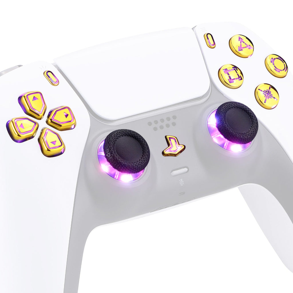 eXtremeRate Multi-Colors Luminated Buttons DTF V3 LED Kit for PS5 Controlle BDM-010/020 - Chrome Gold eXtremeRate
