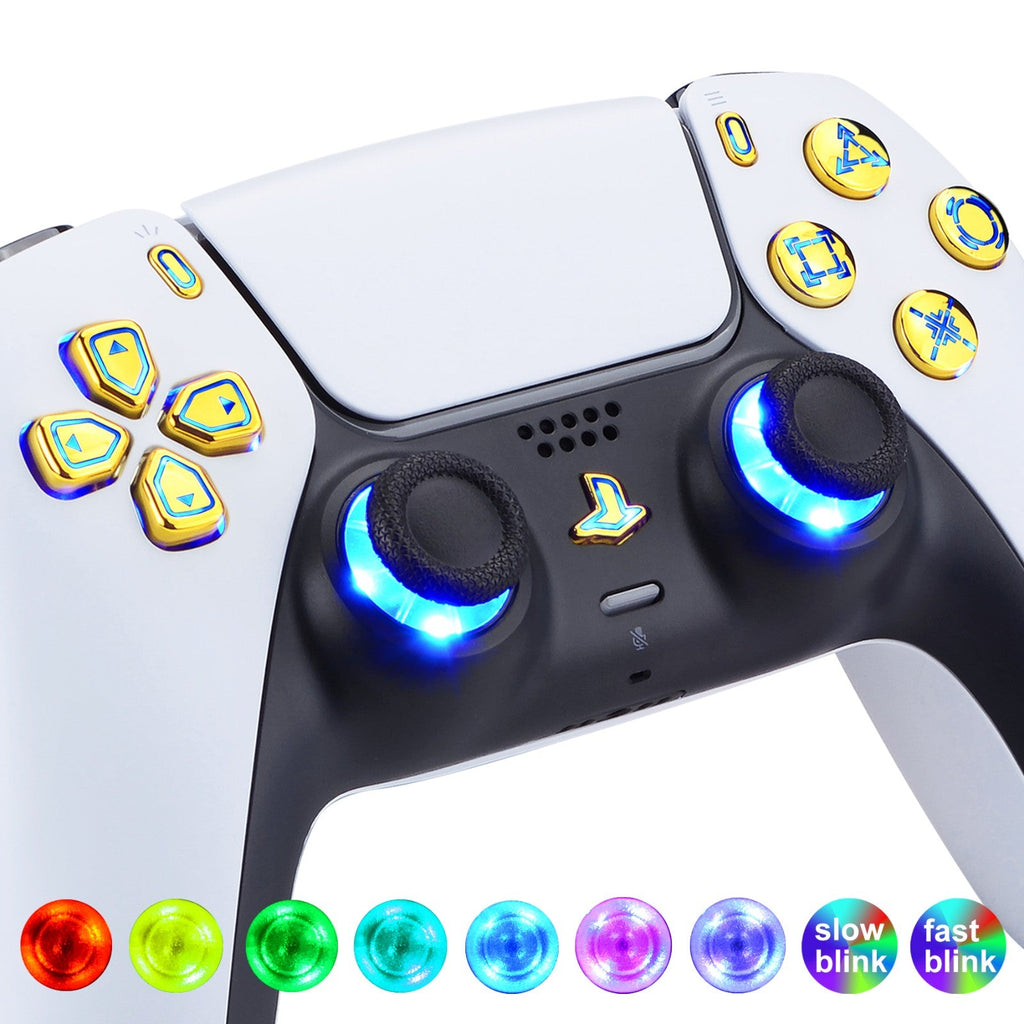 eXtremeRate Multi-Colors Luminated Buttons DTF V3 LED Kit for PS5 Controlle BDM-010/020 - Chrome Gold eXtremeRate