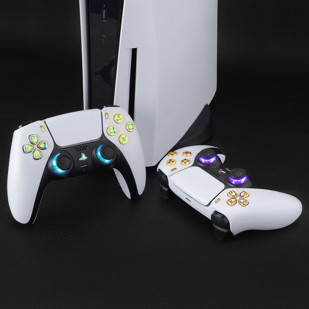 eXtremeRate Multi-Colors Luminated Buttons DTF V3 LED Kit for PS5 Controlle BDM-010/020 - Chrome Gold eXtremeRate