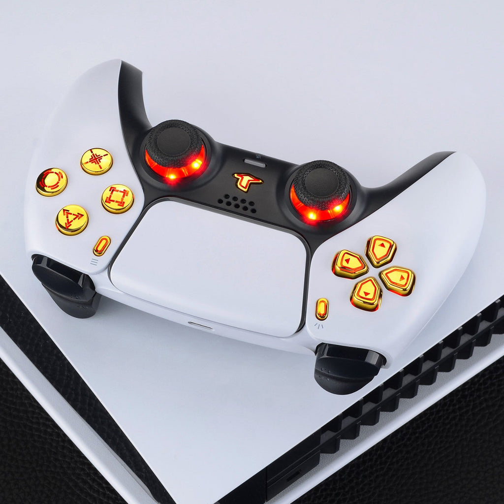 eXtremeRate Multi-Colors Luminated Buttons DTF V3 LED Kit for PS5 Controlle BDM-010/020 - Chrome Gold eXtremeRate