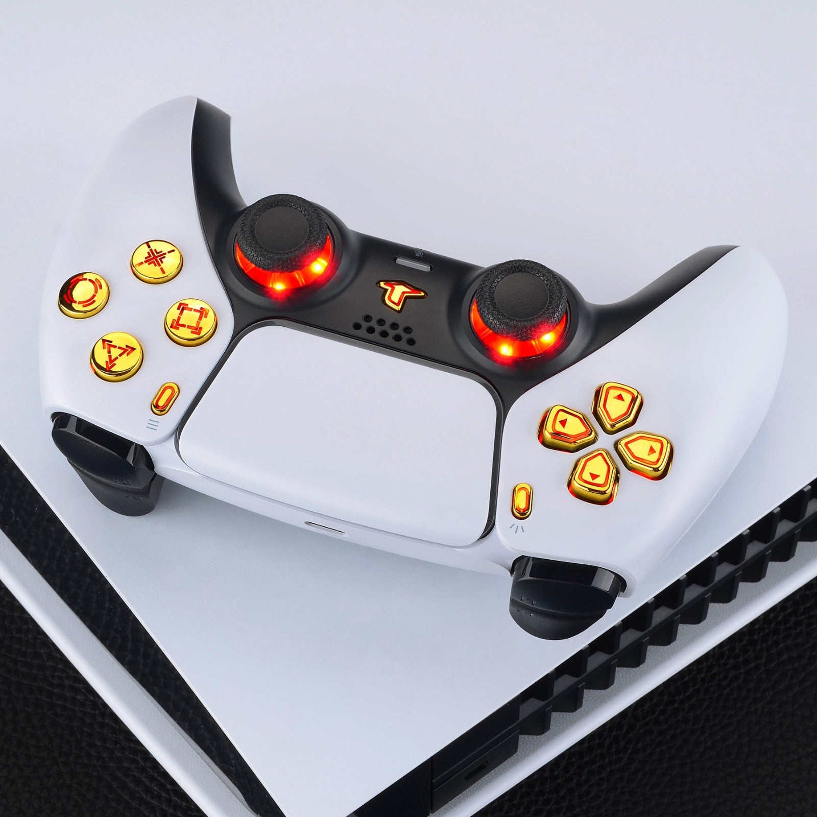 eXtremeRate Multi-Colors Luminated Buttons DTF V3 LED Kit for PS5 Controlle BDM-010/020 - Chrome Gold eXtremeRate