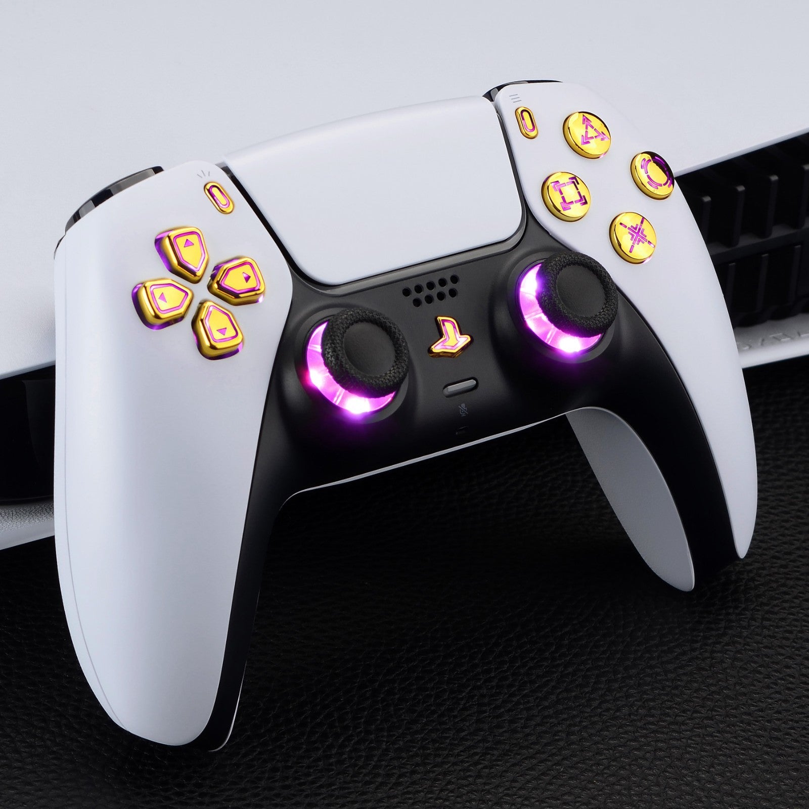 eXtremeRate Multi-Colors Luminated Buttons DTF V3 LED Kit for PS5 Controlle BDM-010/020 - Chrome Gold eXtremeRate