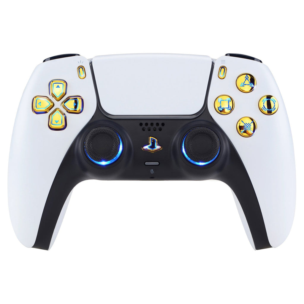 eXtremeRate Multi-Colors Luminated Buttons DTF V3 LED Kit for PS5 Controlle BDM-010/020 - Chrome Gold eXtremeRate