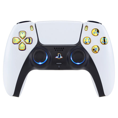 eXtremeRate Multi-Colors Luminated Buttons DTF V3 LED Kit for PS5 Controlle BDM-010/020 - Chrome Gold eXtremeRate