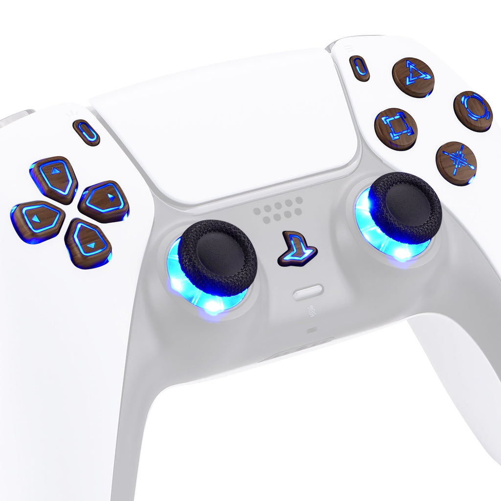 eXtremeRate Multi-Colors Luminated Buttons DTF V3 LED Kit for PS5 Controlle BDM-010/020 - Wood Grain eXtremeRate