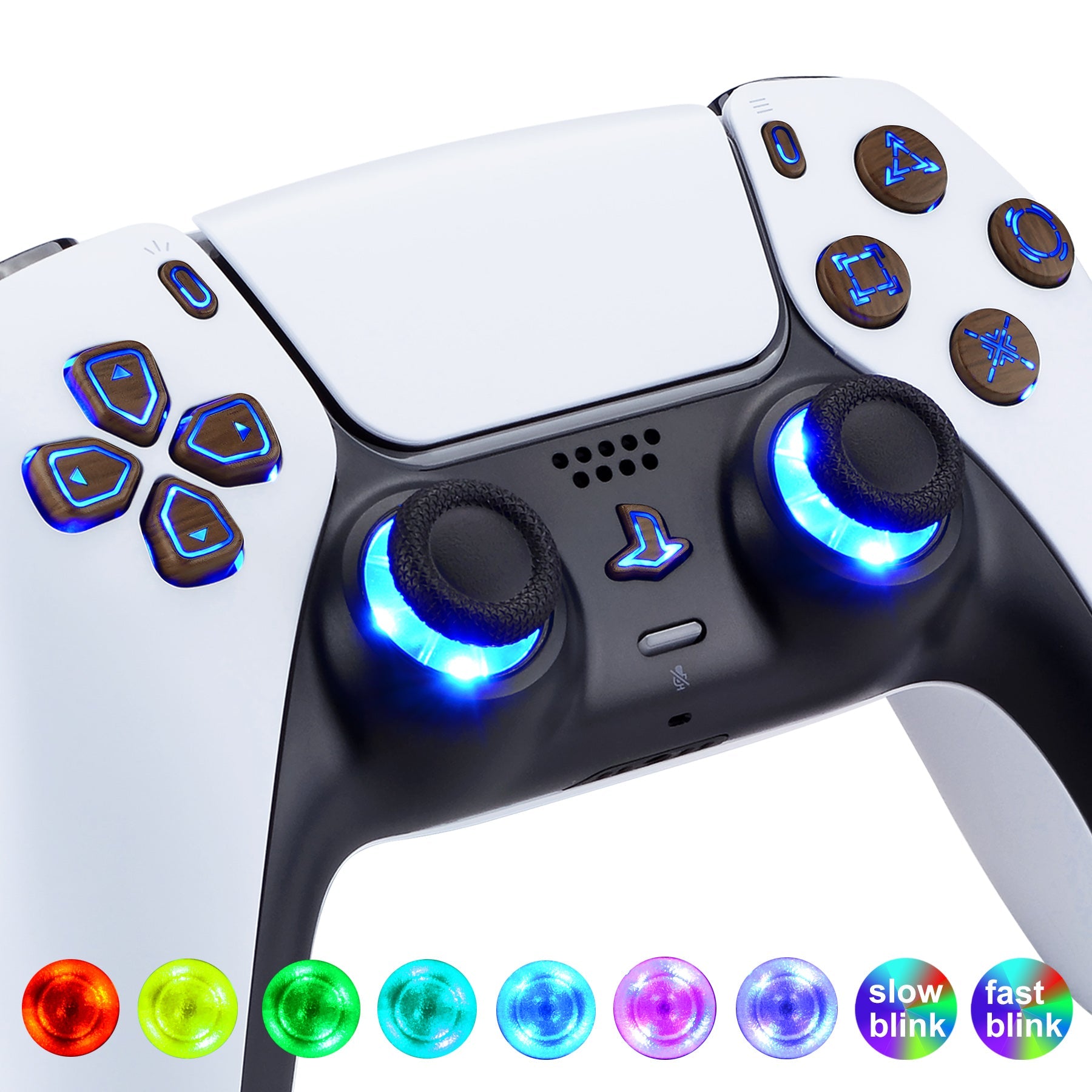 eXtremeRate Multi-Colors Luminated Buttons DTF V3 LED Kit for PS5 Controlle BDM-010/020 - Wood Grain eXtremeRate