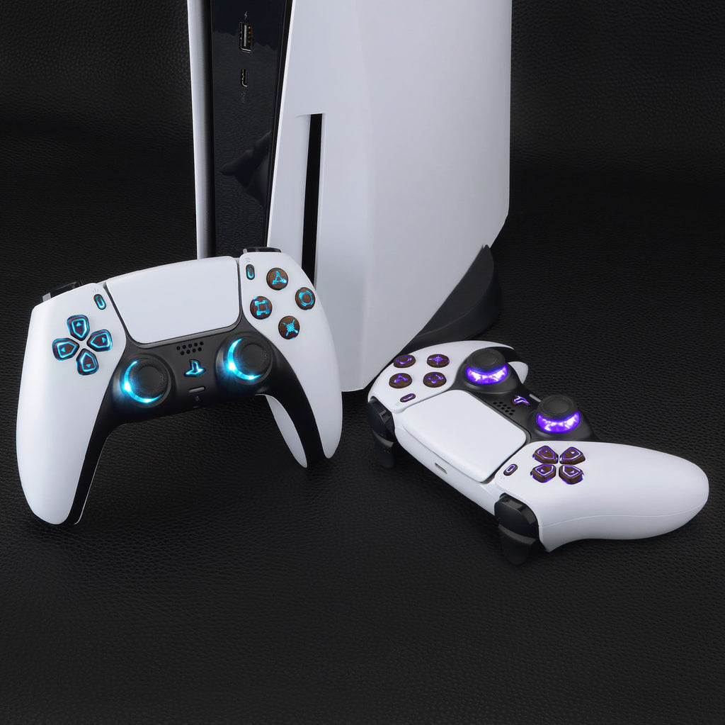 eXtremeRate Multi-Colors Luminated Buttons DTF V3 LED Kit for PS5 Controlle BDM-010/020 - Wood Grain eXtremeRate