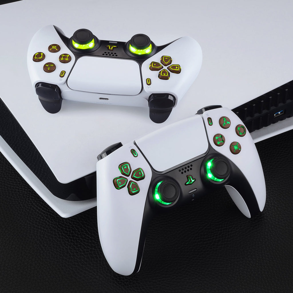 eXtremeRate Multi-Colors Luminated Buttons DTF V3 LED Kit for PS5 Controlle BDM-010/020 - Wood Grain eXtremeRate