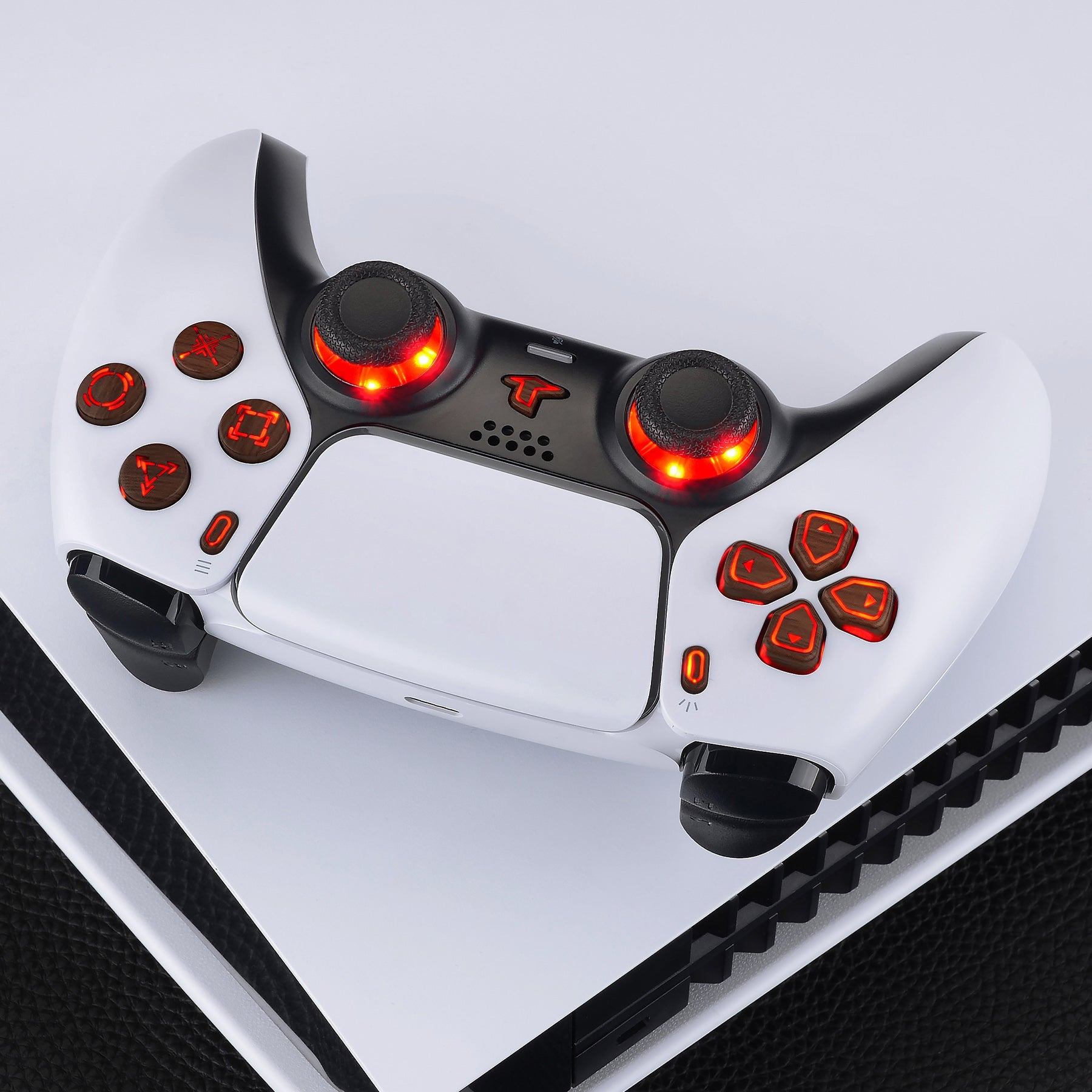 eXtremeRate Multi-Colors Luminated Buttons DTF V3 LED Kit for PS5 Controlle BDM-010/020 - Wood Grain eXtremeRate