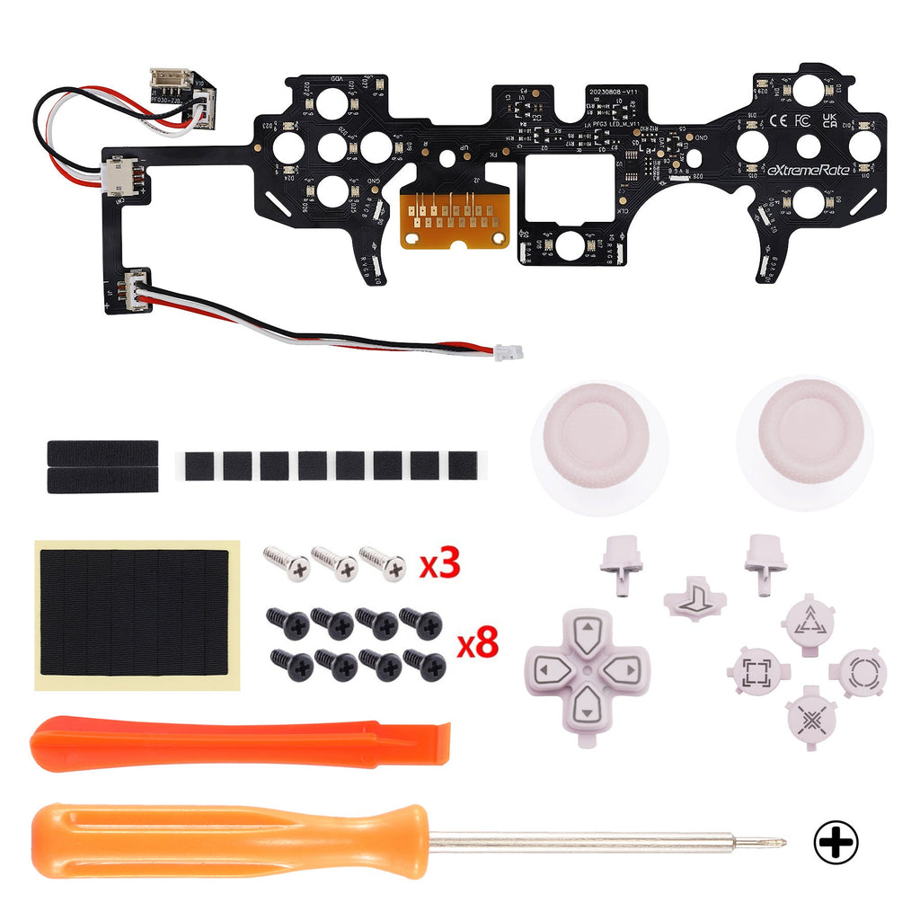 eXtremeRate Multi-Colors Luminated Buttons DTF V3 LED Kit for PS5 Controller BDM-030/040/050 - Cherry Blossoms Pink eXtremeRate
