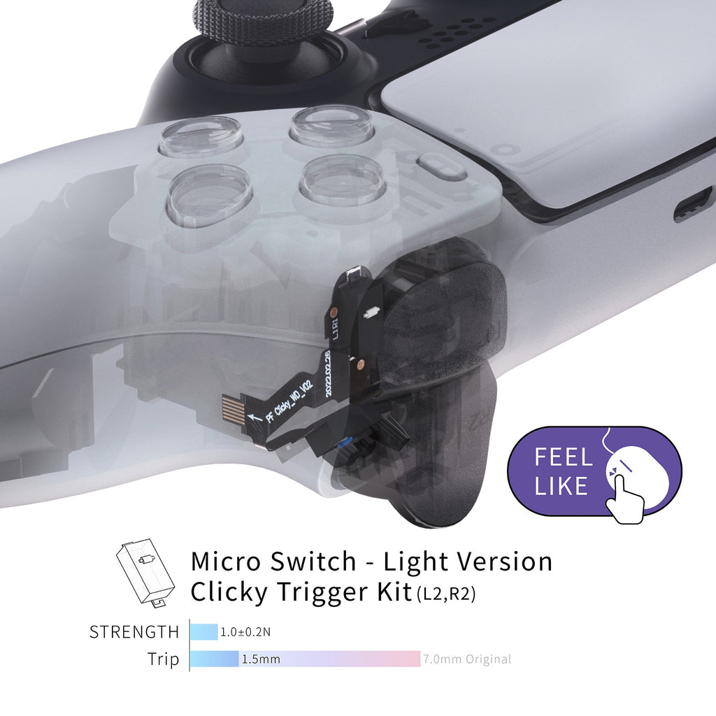eXtremeRate Micro Switch - Light Version Clicky Hair Trigger Kit for PS5 Controller Shoulder Buttons, Ergonomic Micro Switch Bumper Trigger Buttons Mouse Click for PS5 Controller BDM-010 & BDM-020 eXtremeRate