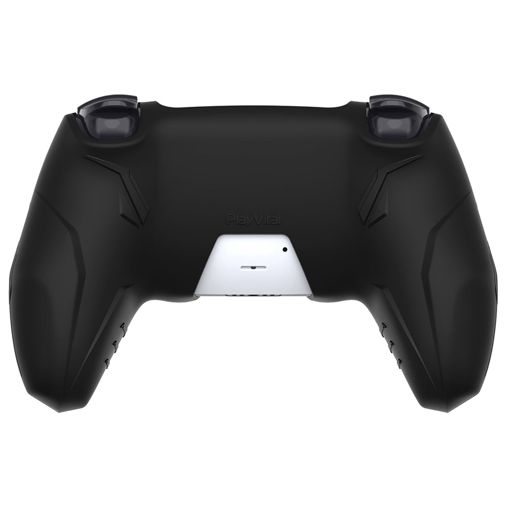 PlayVital 2 Set Futuristic CyberMech Design Silicone Case with Thumb Grips for PS5 Wireless Controller, Compatible with PS5 Official Charging Dock - Black PlayVital