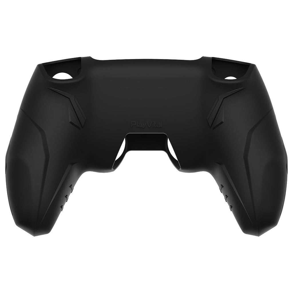 PlayVital 2 Set Futuristic CyberMech Design Silicone Case with Thumb Grips for PS5 Wireless Controller, Compatible with PS5 Official Charging Dock - Black PlayVital