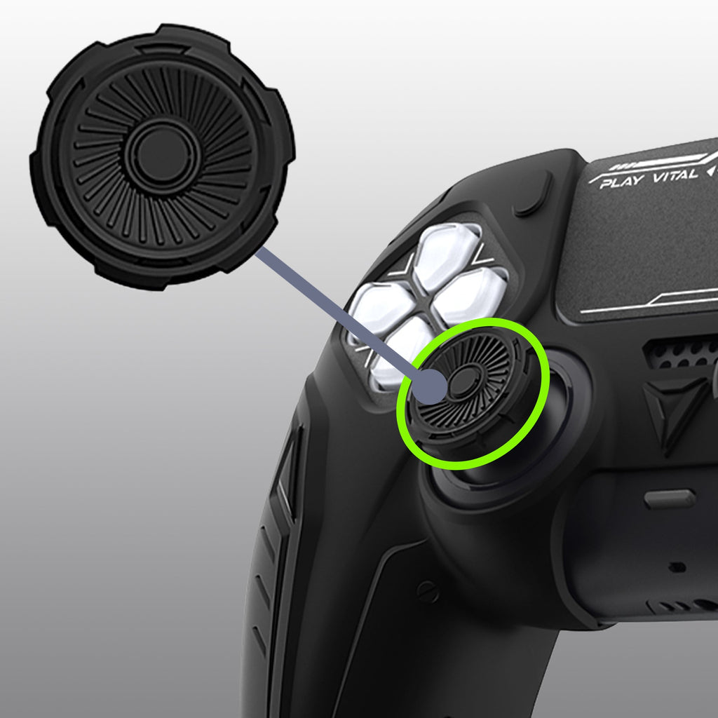 PlayVital 2 Set Futuristic CyberMech Design Silicone Case with Thumb Grips for PS5 Wireless Controller, Compatible with PS5 Official Charging Dock - Black PlayVital
