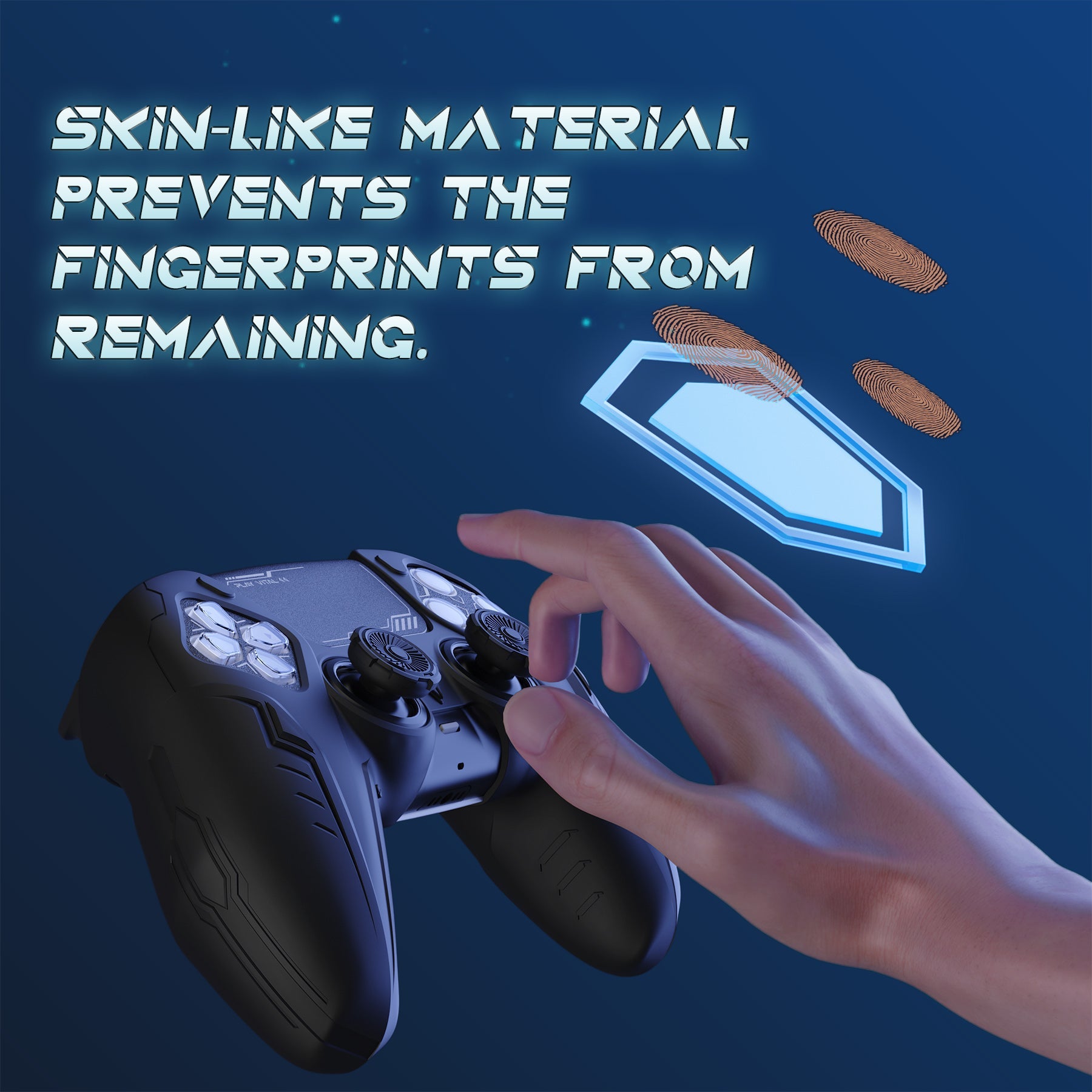 PlayVital 2 Set Futuristic CyberMech Design Silicone Case with Thumb Grips for PS5 Wireless Controller, Compatible with PS5 Official Charging Dock - Black PlayVital