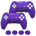 PlayVital 2 Set Futuristic CyberMech Design Silicone Case with Thumb Grips for PS5 Wireless Controller, Compatible with PS5 Official Charging Dock - Purple PlayVital