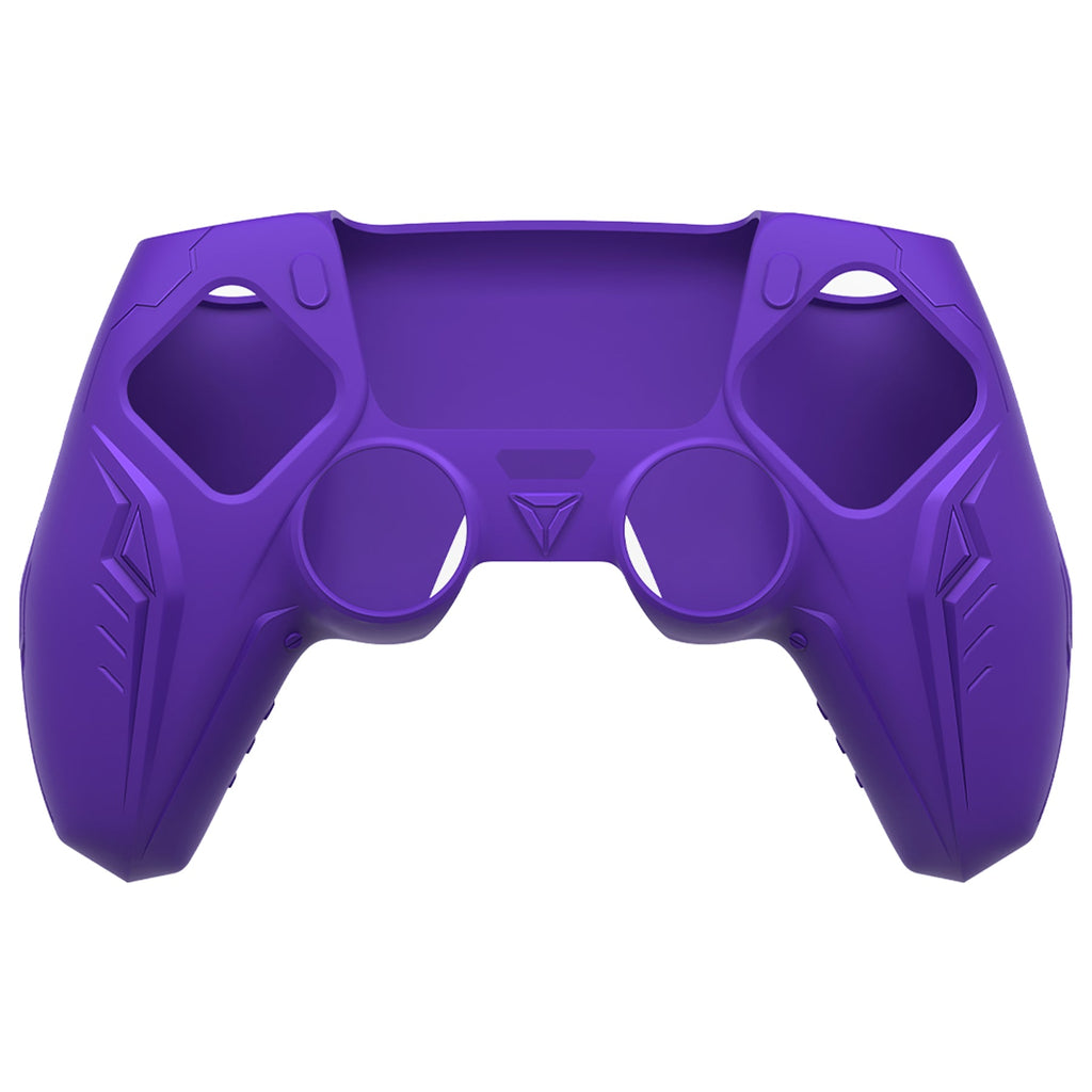 PlayVital 2 Set Futuristic CyberMech Design Silicone Case with Thumb Grips for PS5 Wireless Controller, Compatible with PS5 Official Charging Dock - Purple PlayVital