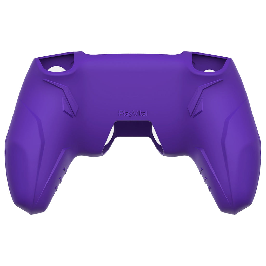 PlayVital 2 Set Futuristic CyberMech Design Silicone Case with Thumb Grips for PS5 Wireless Controller, Compatible with PS5 Official Charging Dock - Purple PlayVital